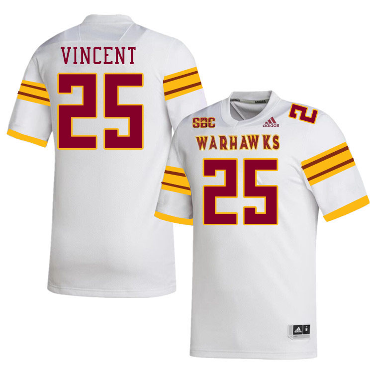 #25 Bret Vincent Louisiana-Monroe Warhawks College Football Jerseys Stitched-White